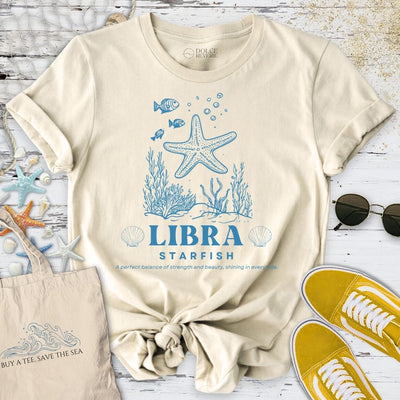 Libra Starfish T-Shirt - Ocean Graphic Tee - Gift for Ocean Lovers - Unisex