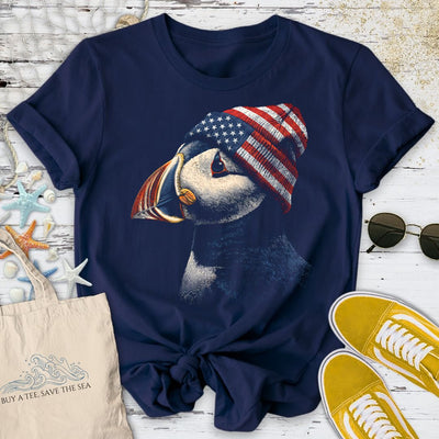 Winter Puffin USA T-Shirt - Ocean Graphic Tee - Gift for Ocean Lovers - Unisex