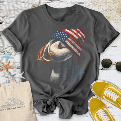 Winter Puffin USA T-Shirt - Ocean Graphic Tee - Gift for Ocean Lovers - Unisex