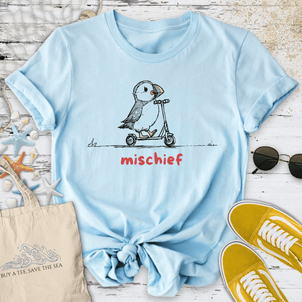 Mischief Puffin T-Shirt - Ocean Graphic Tee - Gift for Ocean Lovers - Unisex