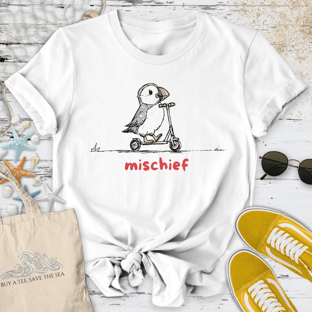 Mischief Puffin T-Shirt - Ocean Graphic Tee - Gift for Ocean Lovers - Unisex