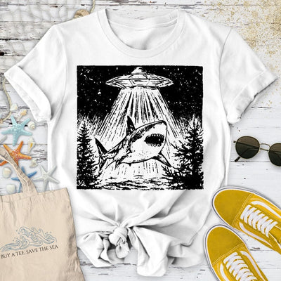 Shark UFO T-Shirt - Ocean Graphic Tee - Gift for Ocean Lovers - Unisex