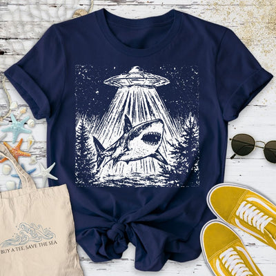 Shark UFO T-Shirt - Ocean Graphic Tee - Gift for Ocean Lovers - Unisex