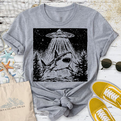 Shark UFO T-Shirt - Ocean Graphic Tee - Gift for Ocean Lovers - Unisex
