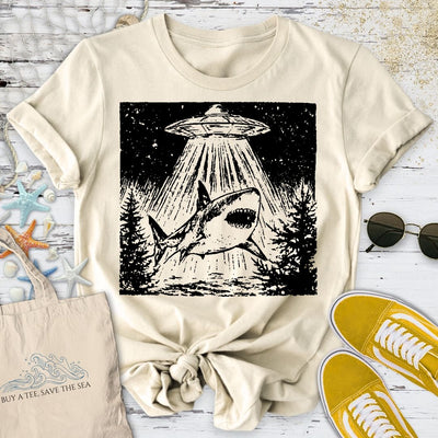 Shark UFO T-Shirt - Ocean Graphic Tee - Gift for Ocean Lovers - Unisex