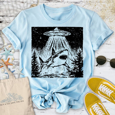 Shark UFO T-Shirt - Ocean Graphic Tee - Gift for Ocean Lovers - Unisex