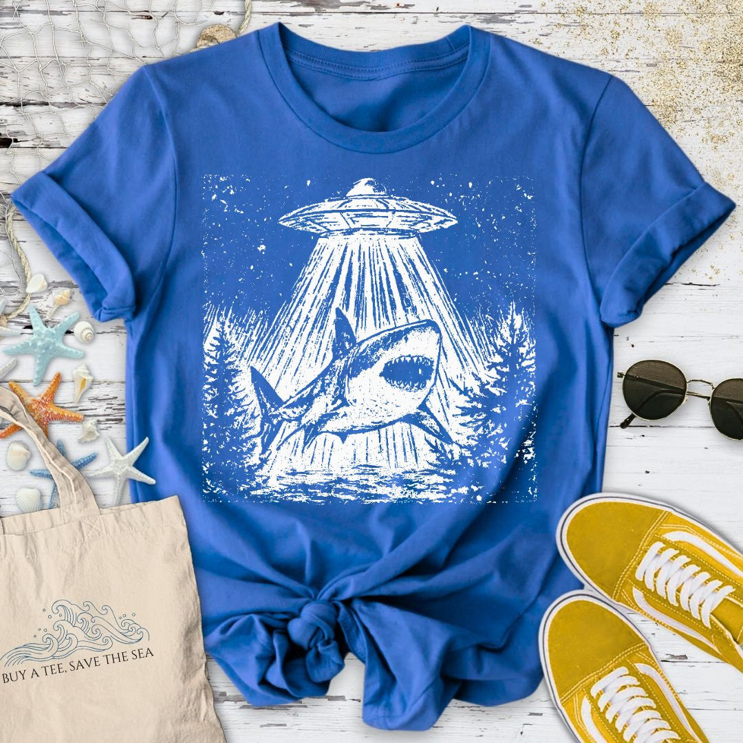 Shark UFO T-Shirt - Ocean Graphic Tee - Gift for Ocean Lovers - Unisex