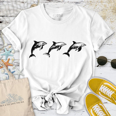 3 Jumping Dolphins T-Shirt - Ocean Graphic Tee - Gift for Ocean Lovers - Unisex