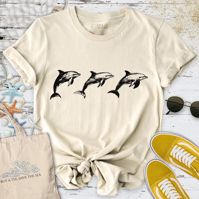 3 Jumping Dolphins T-Shirt - Ocean Graphic Tee - Gift for Ocean Lovers - Unisex