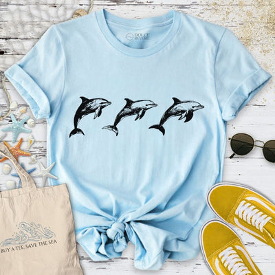 3 Jumping Dolphins T-Shirt - Ocean Graphic Tee - Gift for Ocean Lovers - Unisex