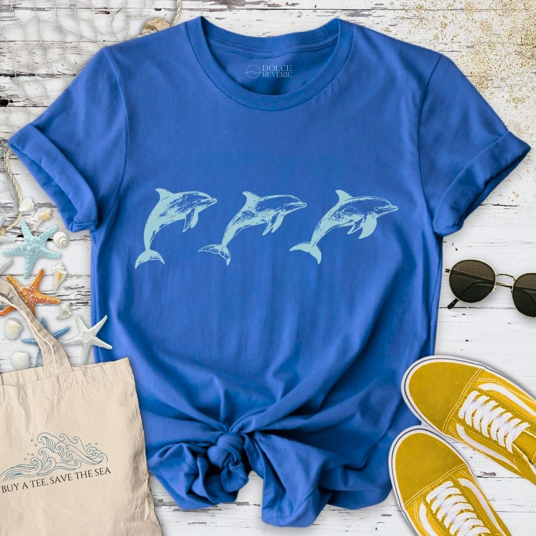 3 Jumping Dolphins T-Shirt - Ocean Graphic Tee - Gift for Ocean Lovers - Unisex