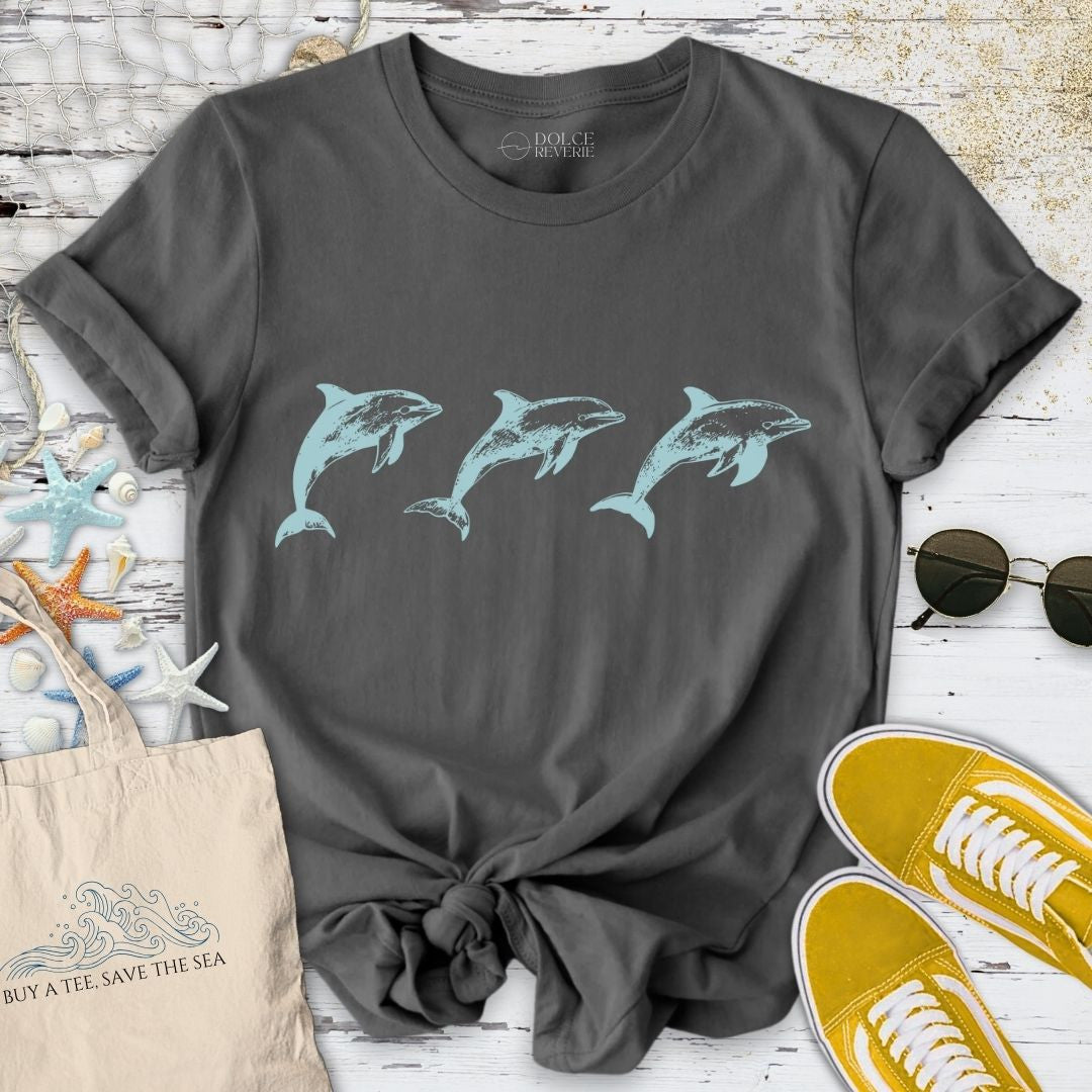 3 Jumping Dolphins T-Shirt - Ocean Graphic Tee - Gift for Ocean Lovers - Unisex
