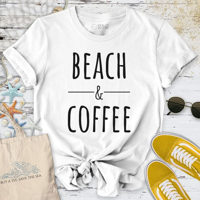 Beach & Coffee T-Shirt - Ocean Graphic Tee - Gift for Ocean Lovers - Unisex