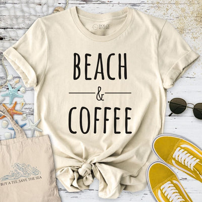 Beach & Coffee T-Shirt - Ocean Graphic Tee - Gift for Ocean Lovers - Unisex