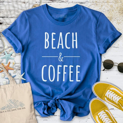 Beach & Coffee T-Shirt - Ocean Graphic Tee - Gift for Ocean Lovers - Unisex