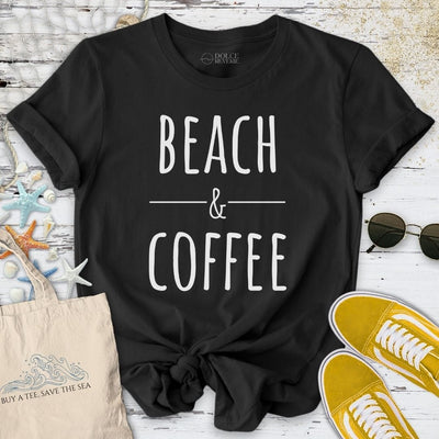 Beach & Coffee T-Shirt - Ocean Graphic Tee - Gift for Ocean Lovers - Unisex