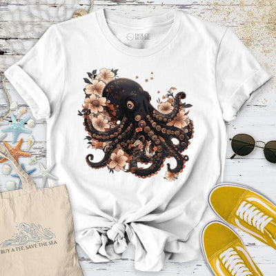 Japanese Black Octopus T-Shirt - Ocean Graphic Tee - Gift for Ocean Lovers - Unisex