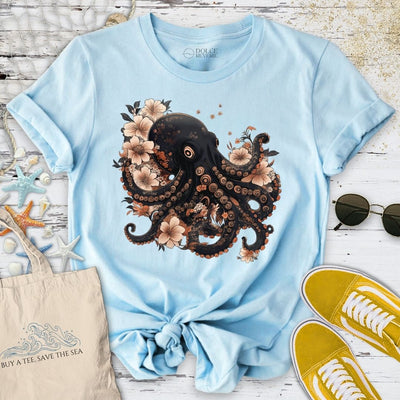 Japanese Black Octopus T-Shirt - Ocean Graphic Tee - Gift for Ocean Lovers - Unisex