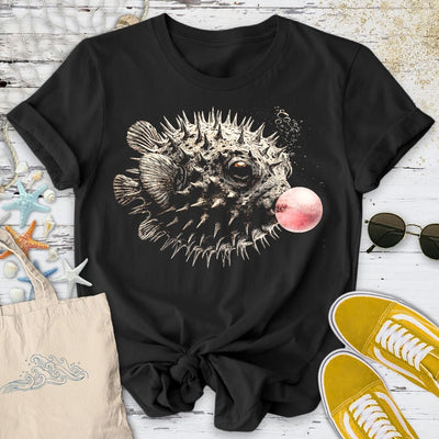 Bubblegum Pufferfish T-Shirt - Ocean Graphic Tee - Gift for Ocean Lovers - Unisex