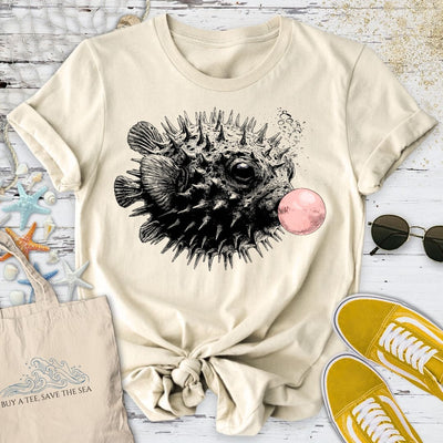 Bubblegum Pufferfish T-Shirt - Ocean Graphic Tee - Gift for Ocean Lovers - Unisex
