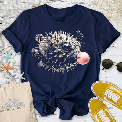 Bubblegum Pufferfish T-Shirt - Ocean Graphic Tee - Gift for Ocean Lovers - Unisex
