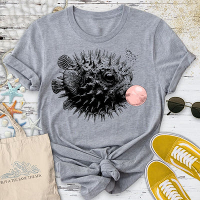Bubblegum Pufferfish T-Shirt - Ocean Graphic Tee - Gift for Ocean Lovers - Unisex