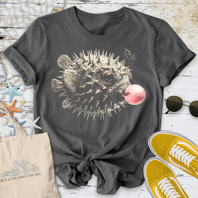 Bubblegum Pufferfish T-Shirt - Ocean Graphic Tee - Gift for Ocean Lovers - Unisex