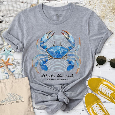 Blue Crab Artist T-Shirt - Ocean Graphic Tee - Gift for Ocean Lovers - Unisex
