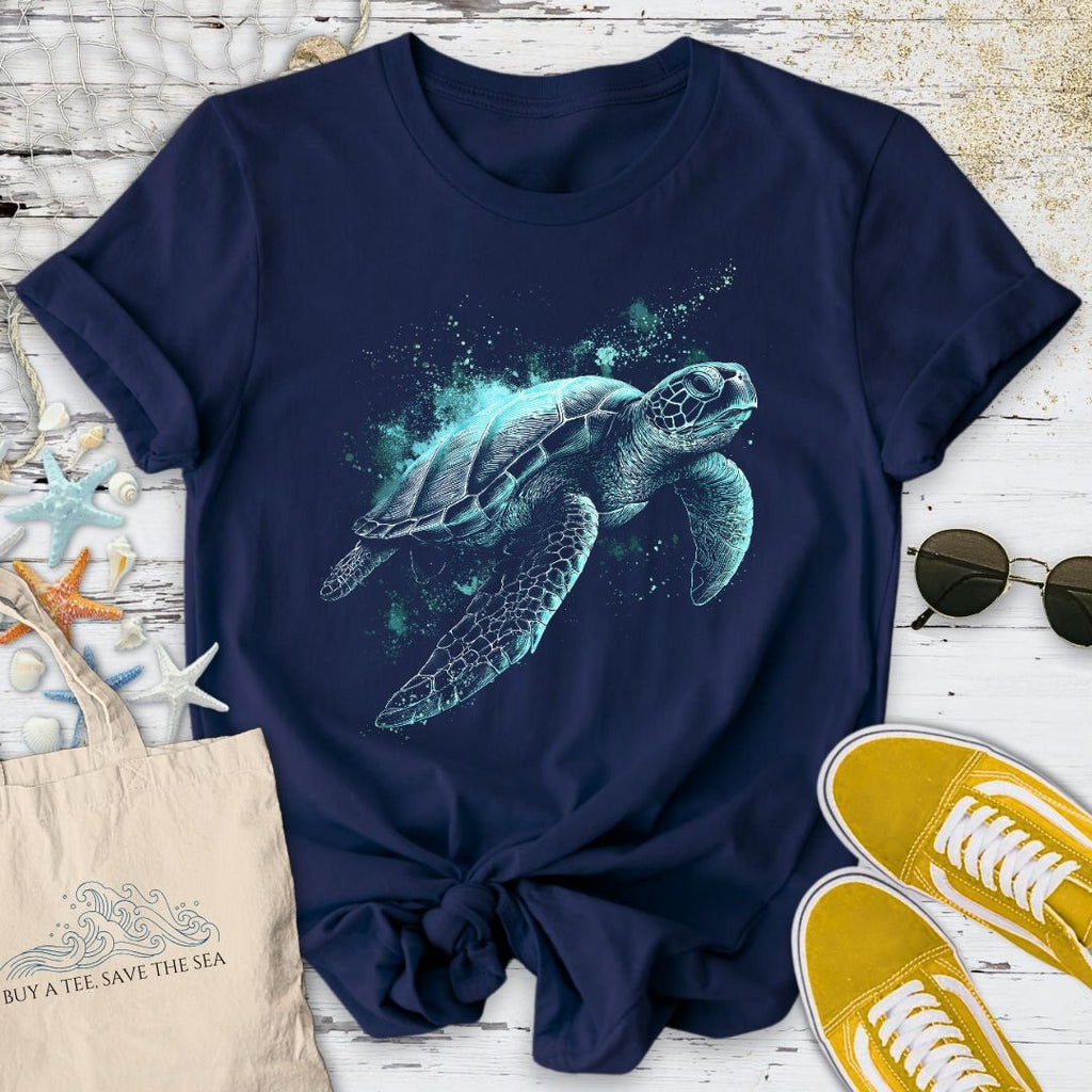 Bioluminescent Turtle T-Shirt - Ocean Graphic Tee - Gift for Ocean Lovers - Unisex