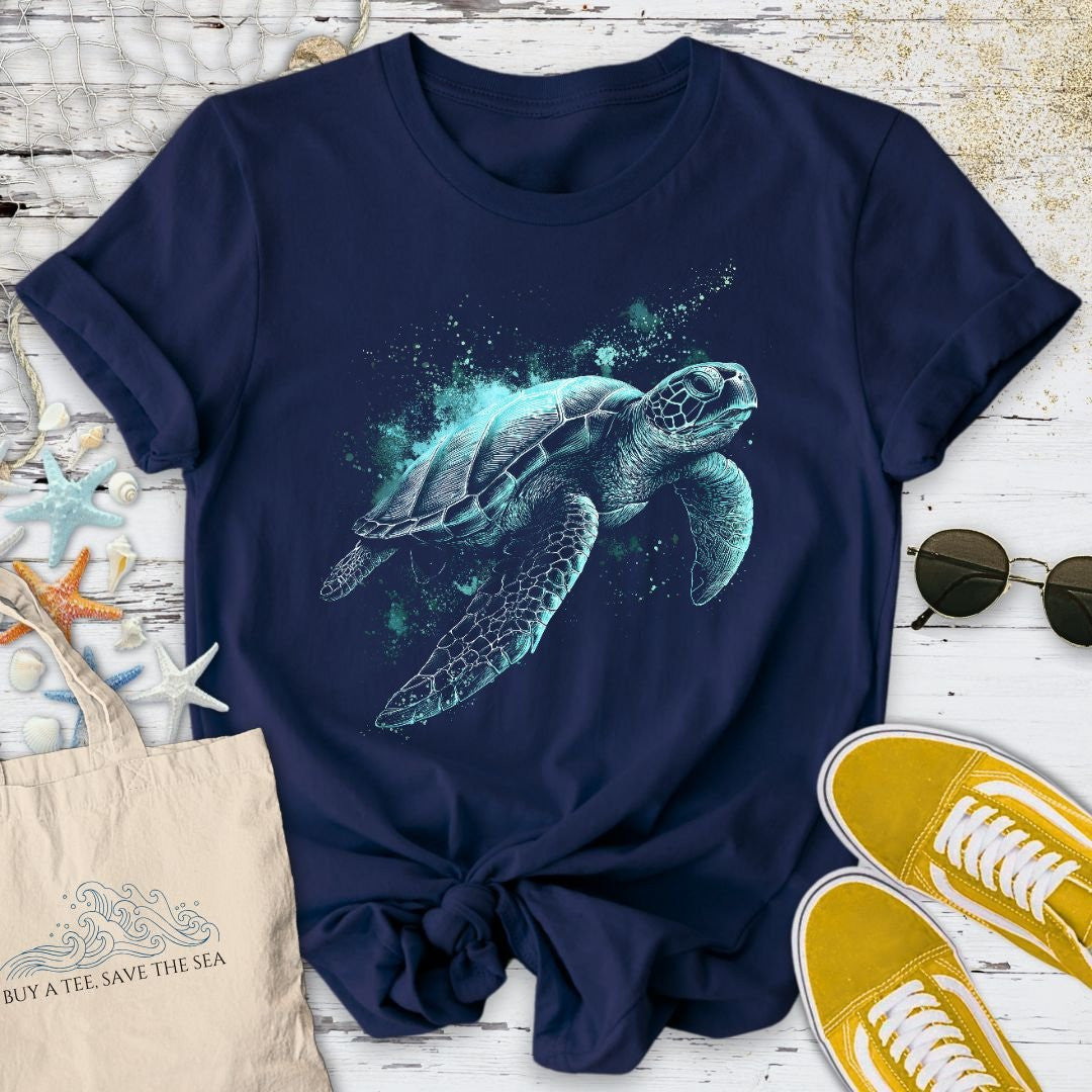 Bioluminescent Turtle T-Shirt - Ocean Graphic Tee - Gift for Ocean Lovers - Unisex