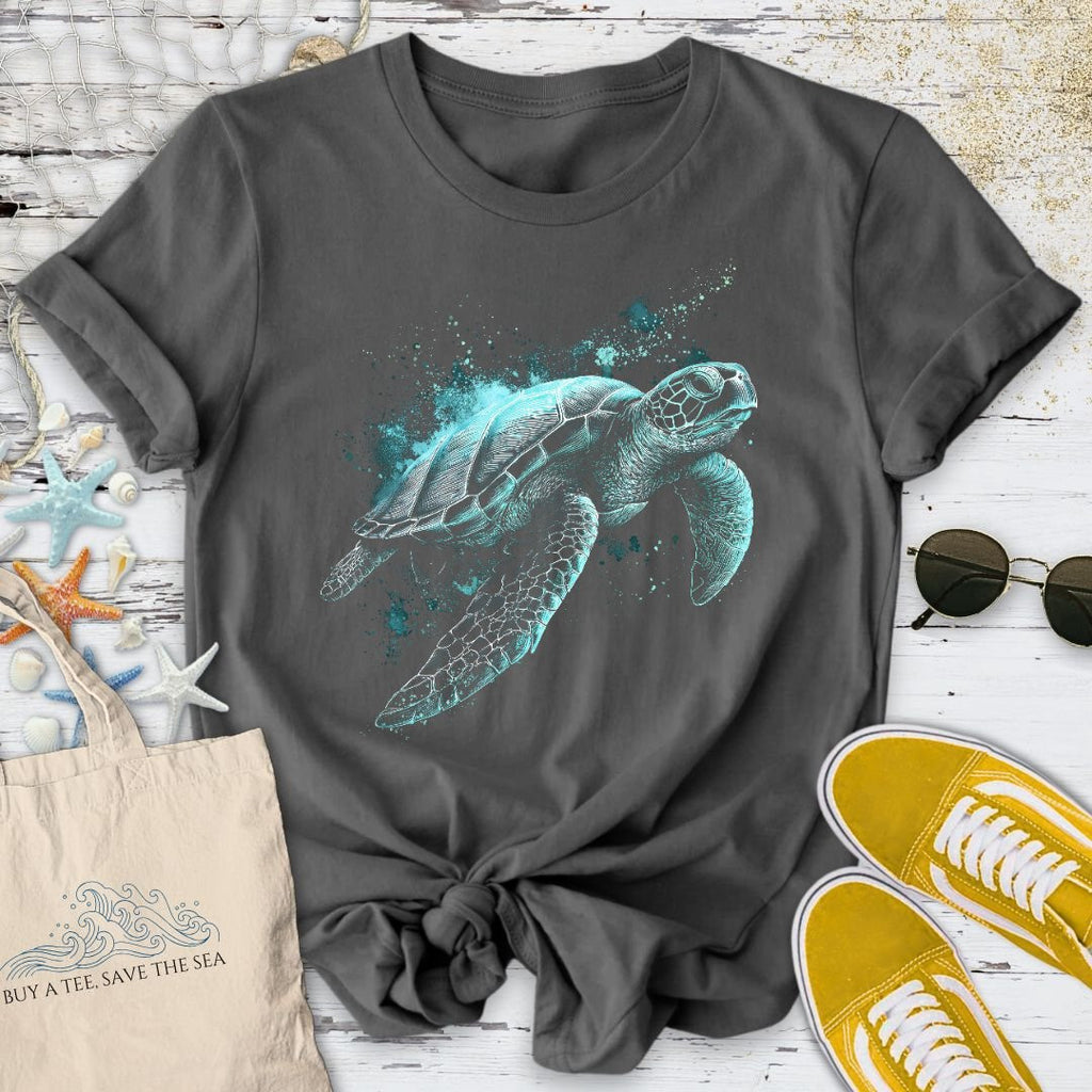 Bioluminescent Turtle T-Shirt - Ocean Graphic Tee - Gift for Ocean Lovers - Unisex