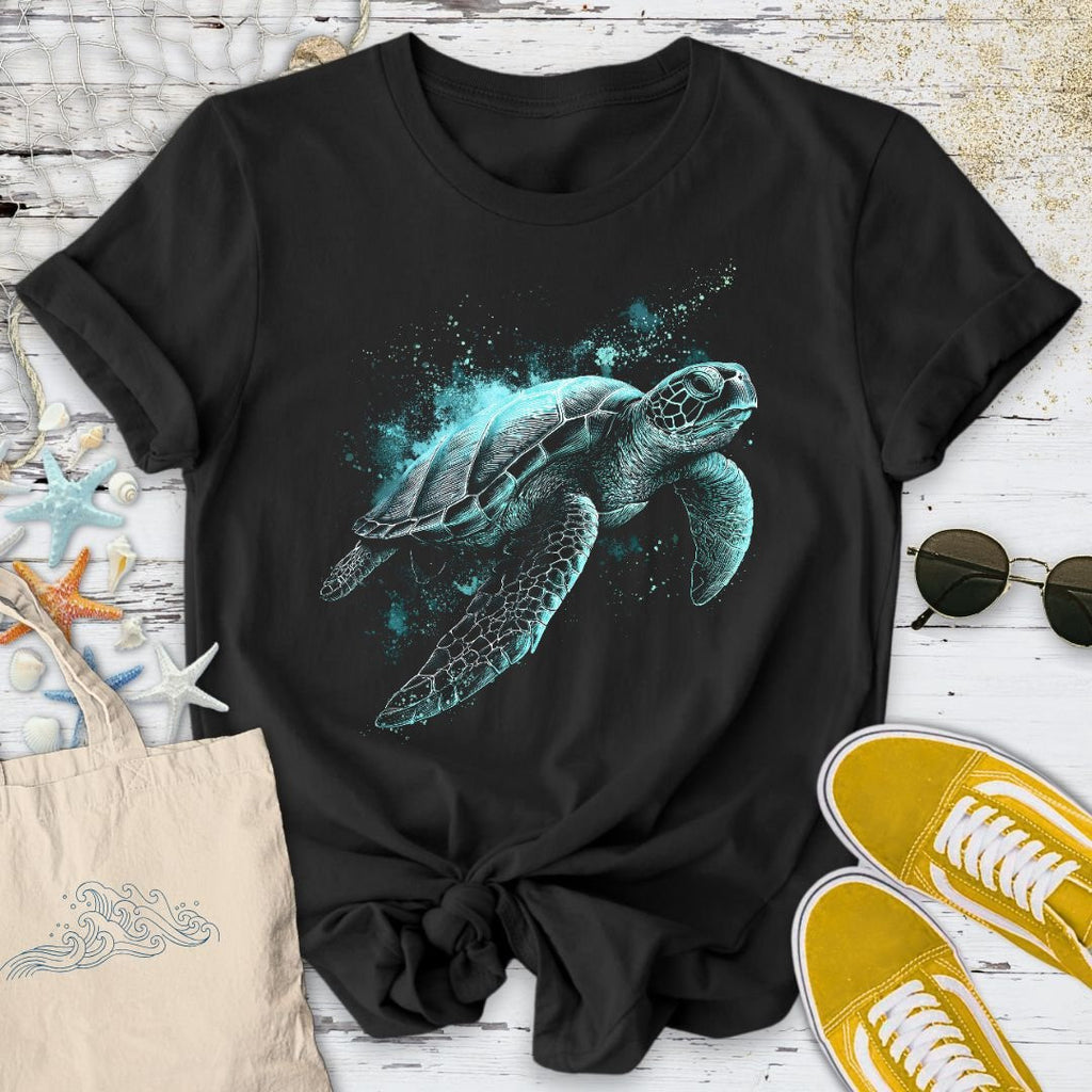 Bioluminescent Turtle T-Shirt - Ocean Graphic Tee - Gift for Ocean Lovers - Unisex