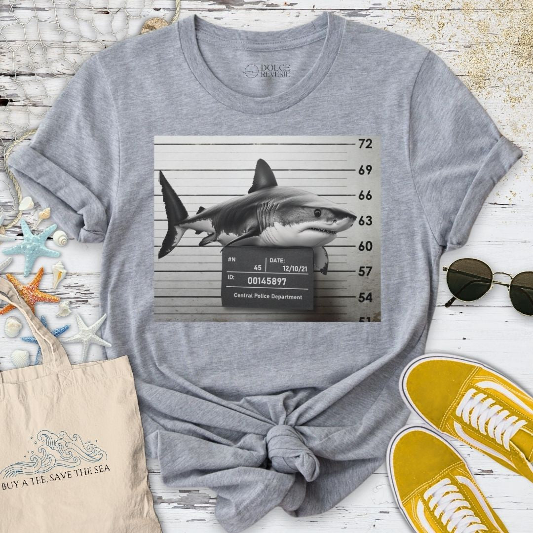 Shark Mugshot T-Shirt - Ocean Graphic Tee - Gift for Ocean Lovers - Unisex