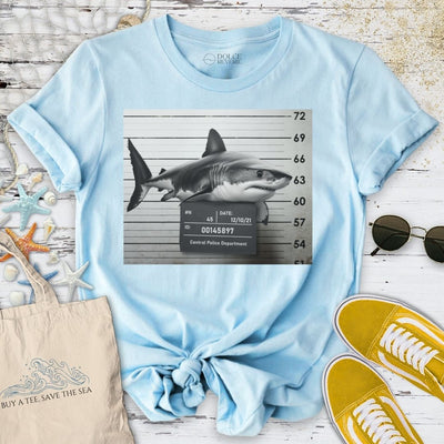 Shark Mugshot T-Shirt - Ocean Graphic Tee - Gift for Ocean Lovers - Unisex