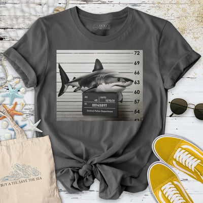 Shark Mugshot T-Shirt - Ocean Graphic Tee - Gift for Ocean Lovers - Unisex