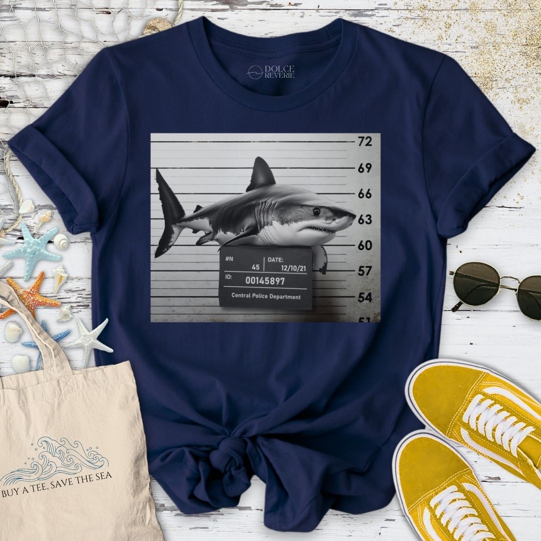 Shark Mugshot T-Shirt - Ocean Graphic Tee - Gift for Ocean Lovers - Unisex