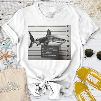Shark Mugshot T-Shirt - Ocean Graphic Tee - Gift for Ocean Lovers - Unisex