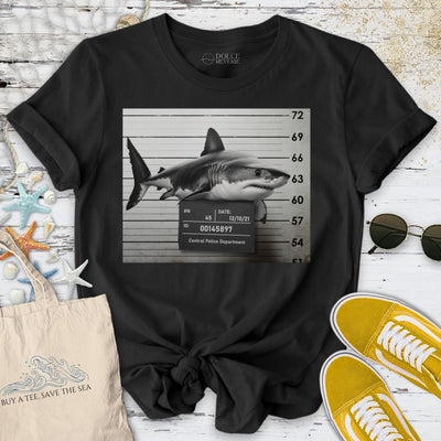 Shark Mugshot T-Shirt - Ocean Graphic Tee - Gift for Ocean Lovers - Unisex