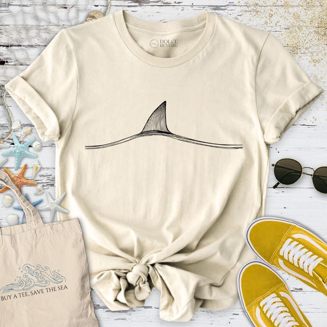Shark Fin Line Art T-Shirt - Ocean Graphic Tee - Gift for Ocean Lovers - Unisex