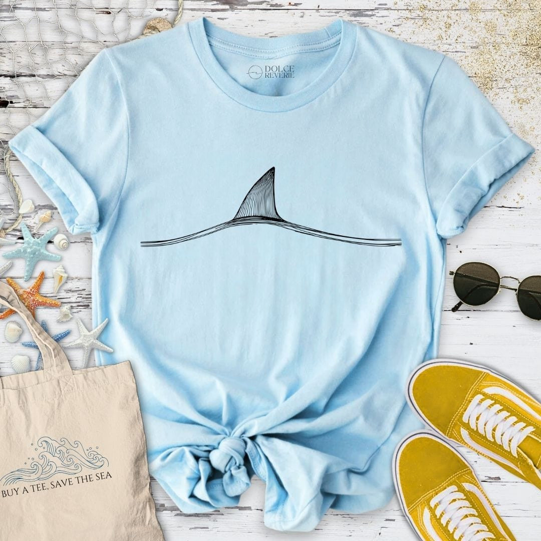 Shark Fin Line Art T-Shirt - Ocean Graphic Tee - Gift for Ocean Lovers - Unisex