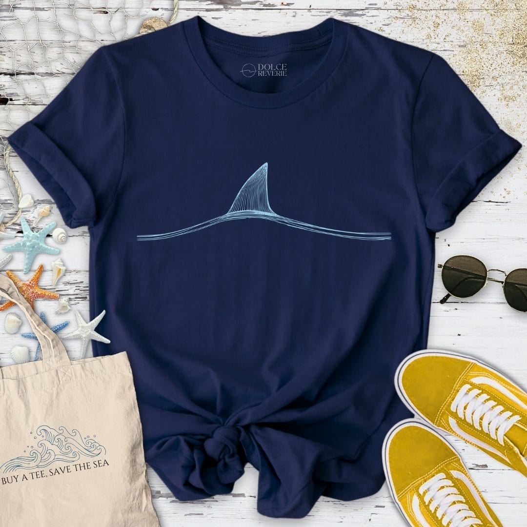 Shark Fin Line Art T-Shirt - Ocean Graphic Tee - Gift for Ocean Lovers - Unisex