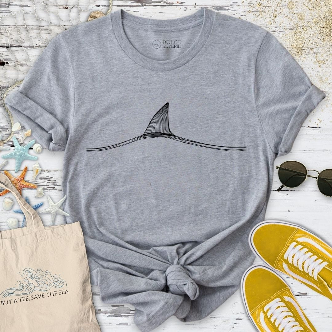 Shark Fin Line Art T-Shirt - Ocean Graphic Tee - Gift for Ocean Lovers - Unisex