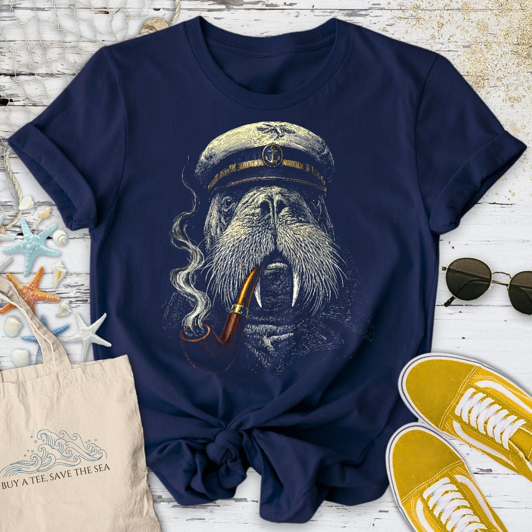 Captain Walrus T-Shirt - Ocean Graphic Tee - Gift for Ocean Lovers - Unisex