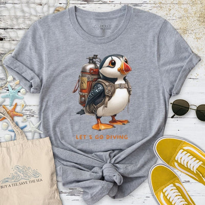 Let's Go Diving Puffin T-Shirt - Ocean Graphic Tee - Gift for Ocean Lovers - Unisex