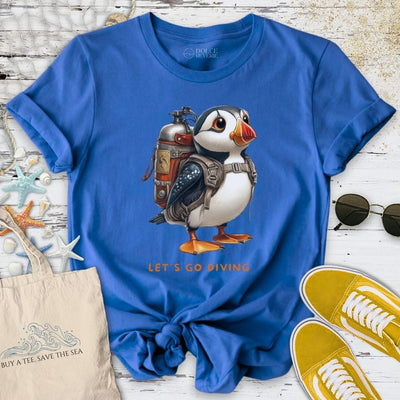 Let's Go Diving Puffin T-Shirt - Ocean Graphic Tee - Gift for Ocean Lovers - Unisex