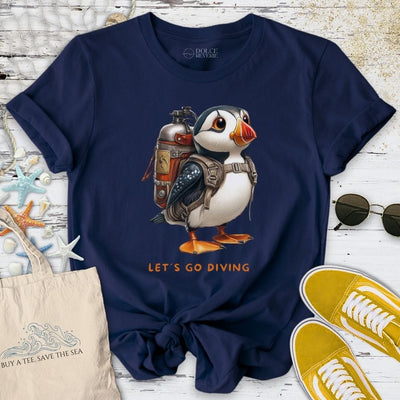 Let's Go Diving Puffin T-Shirt - Ocean Graphic Tee - Gift for Ocean Lovers - Unisex