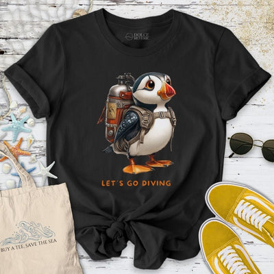 Let's Go Diving Puffin T-Shirt - Ocean Graphic Tee - Gift for Ocean Lovers - Unisex