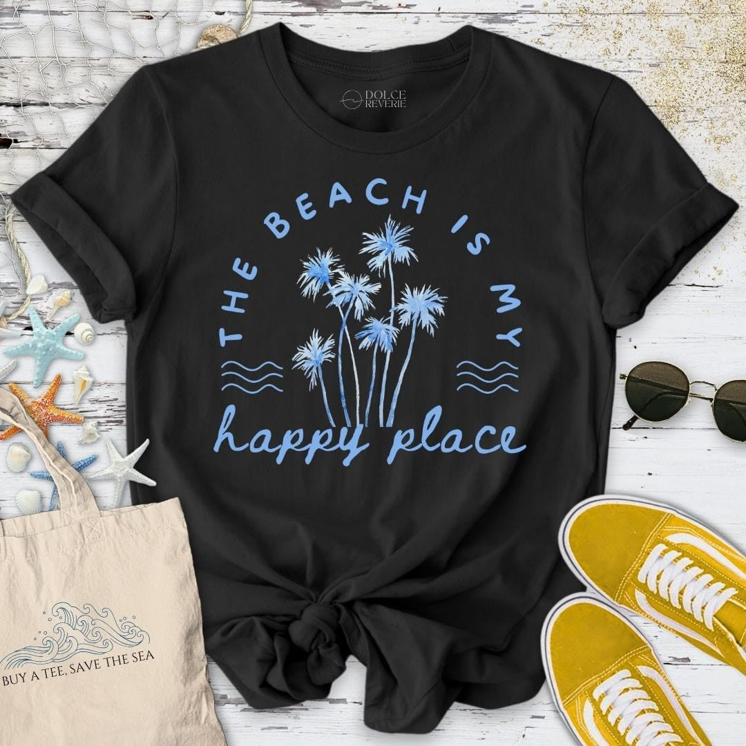 The Beach Is My Happy Place T-Shirt - Ocean Graphic Tee - Gift for Ocean Lovers - Unisex