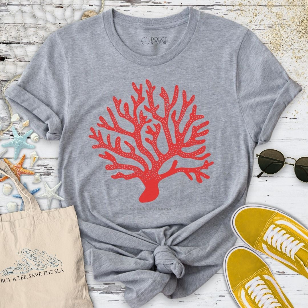 Red Coral T-Shirt - Ocean Graphic Tee - Gift for Ocean Lovers - Unisex
