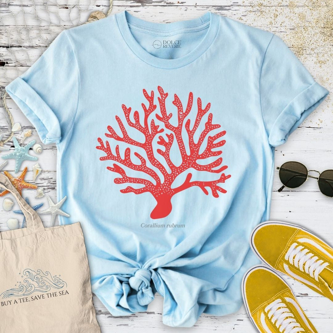 Red Coral T-Shirt - Ocean Graphic Tee - Gift for Ocean Lovers - Unisex